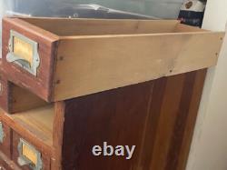 Antique Oak Apothecary Cabinet File General Store Hardware Library 48 Drawers