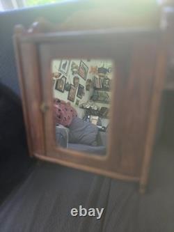 Antique Oak Bathroom Medicine Cabinet with Mirror Rare Knob