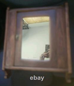 Antique Oak Bathroom Medicine Cabinet with Mirror Rare Knob