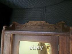 Antique Oak Bathroom Medicine Cabinet with Mirror Rare Knob