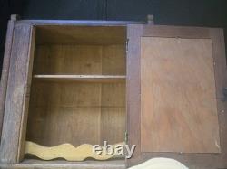 Antique Oak Bathroom Medicine Cabinet with Mirror Rare Knob