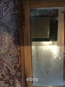 Antique Oak Cabinet Medicine Bathroom corner 1900's beleved glass, original key