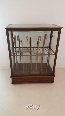 Antique Oak Cane / Walking Sticks Display Case Cabinet Attributed To Oscar Onken