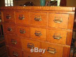 Antique Oak Card Catalog Stacking File Cabinet Chest 19 Drawers Artist Crafts