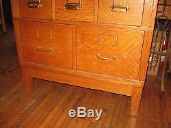 Antique Oak Card Catalog Stacking File Cabinet Chest 19 Drawers Artist Crafts