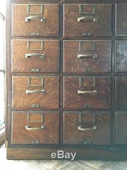 Antique Oak Card File Cabinet, Large Card Catalog, Apothecary Drawer Unit