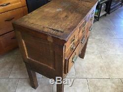 Antique Oak Card File Library Cabinet 9 Drawer Architectural Salvage quartersawn