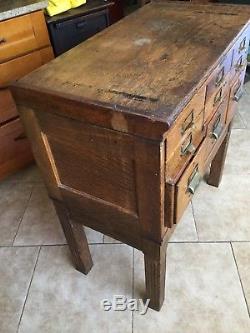 Antique Oak Card File Library Cabinet 9 Drawer Architectural Salvage quartersawn