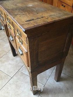 Antique Oak Card File Library Cabinet 9 Drawer Architectural Salvage quartersawn