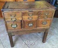 Antique Oak Card File Library Cabinet 9 Drawer Architectural Salvage quartersawn