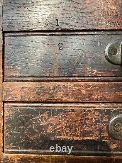 Antique Oak Cased Industrial Printers Cabinet, Great Original Patina