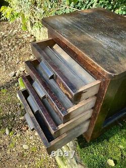 Antique Oak Cased Industrial Printers Cabinet, Great Original Patina