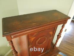 Antique Oak China Cabinet / Cupboard with Drawer, 3 Shelves & Locking Door with Key