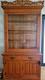Antique Oak China Cabinet Hutch Carved Glass Display Cupboard Local Pickup