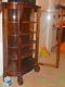 Antique Oak China Cabinet With Curved Glass & 5 Shelves, 68tall X 38.5wide