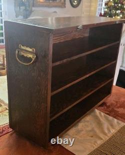 Antique Oak Counter Top Drawer Cabinet With Brass Handles 22x17 SHOP CLOSE JULY