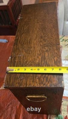 Antique Oak Counter Top Drawer Cabinet With Brass Handles 22x17 SHOP CLOSE JULY