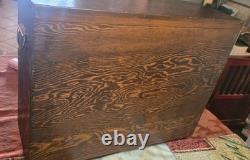 Antique Oak Counter Top Drawer Cabinet With Brass Handles 22x17 SHOP CLOSE JULY
