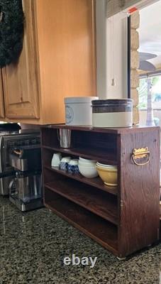 Antique Oak Counter Top Drawer Cabinet With Brass Handles 22x17 SHOP CLOSE JULY