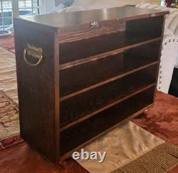 Antique Oak Counter Top Drawer Cabinet With Brass Handles 22x17 SHOP CLOSE JULY