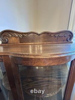 Antique Oak Curved Glass China Cabinet With Carved Claw Feet Pick Up San Diego
