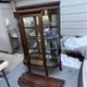 Antique Oak Curved Glass /mirror Inside China Cabinet Large With Carved Feet