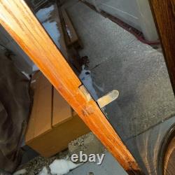 Antique Oak Curved Glass /Mirror Inside China Cabinet Large With Carved Feet