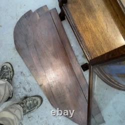 Antique Oak Curved Glass /Mirror Inside China Cabinet Large With Carved Feet