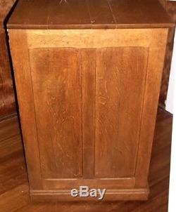 Antique Oak Dental Cabinet 18 Drawers +glass Door Quartersawn