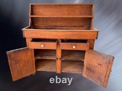Antique Oak Dry Sink Cabinet with High Back Shelf Primitive Farmhouse Style