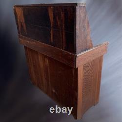 Antique Oak Dry Sink Cabinet with High Back Shelf Primitive Farmhouse Style