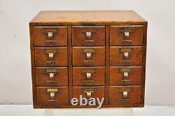 Antique Oak Euro SoleMakers Card Catalog 12 Drawer Apothecary File Cabinet