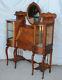 Antique Oak Fancy Ladies Desk With Curio Cabinets