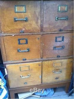 Antique Oak File Cabinet 2 drawer side-by-side stackable standard files