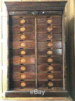 Antique Oak File Cabinet, Ambergs Cabinet Letter File, Card Catalog, Apothecary