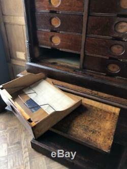 Antique Oak File Cabinet, Ambergs Cabinet Letter File, Card Catalog, Apothecary