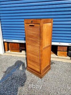 Antique Oak File Cabinet/Roll Up Tambour