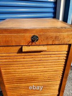 Antique Oak File Cabinet/Roll Up Tambour