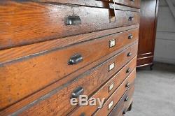 Antique Oak Flat File Map Blueprint Art Cabinet Business Industrial