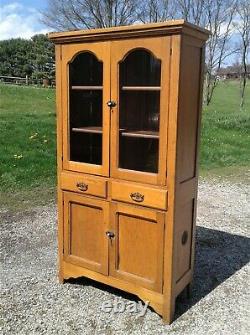 Antique Oak Flat Wall Cupboard Pie Safe 1920s