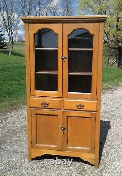 Antique Oak Flat Wall Cupboard Pie Safe 1920s