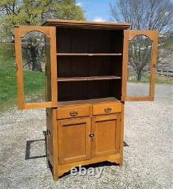 Antique Oak Flat Wall Cupboard Pie Safe 1920s