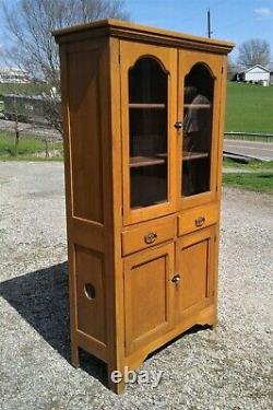 Antique Oak Flat Wall Cupboard Pie Safe 1920s