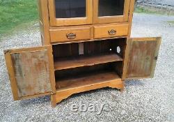 Antique Oak Flat Wall Cupboard Pie Safe 1920s