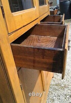 Antique Oak Flat Wall Cupboard Pie Safe 1920s