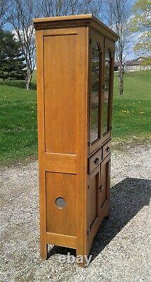 Antique Oak Flat Wall Cupboard Pie Safe 1920s