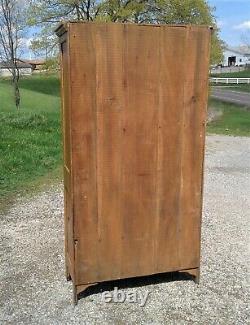 Antique Oak Flat Wall Cupboard Pie Safe 1920s