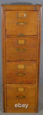 Antique Oak Four-Drawer File Cabinet Bureau of Sole Makers #22102