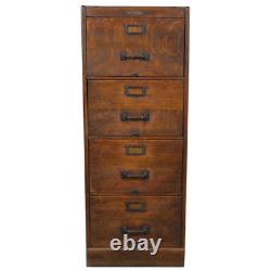 Antique Oak Four Drawer File Cabinet Legal Size, Warner Maker, 1890s, #22217