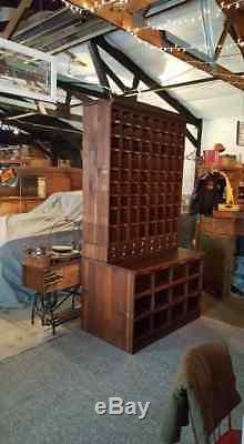 Antique Oak General Hardware Store Cabinet